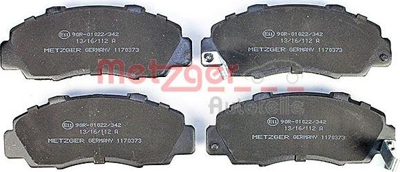 Metzger 1170373 - Тормозные колодки, дисковые, комплект autospares.lv