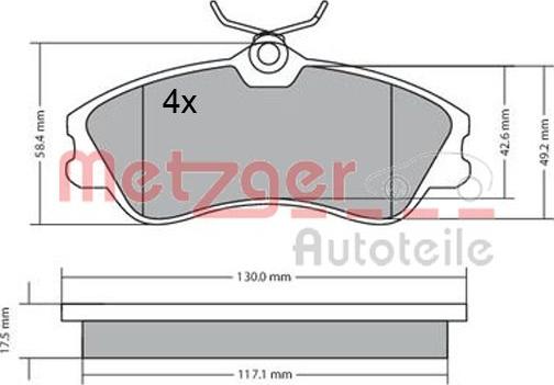 Metzger 1170377 - Тормозные колодки, дисковые, комплект autospares.lv