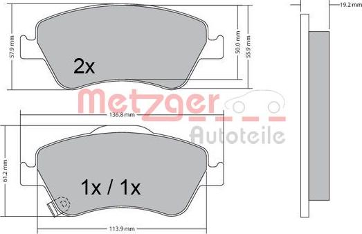 Metzger 1170299 - Тормозные колодки, дисковые, комплект autospares.lv