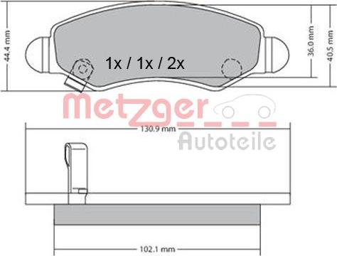 Metzger 1170295 - Тормозные колодки, дисковые, комплект autospares.lv