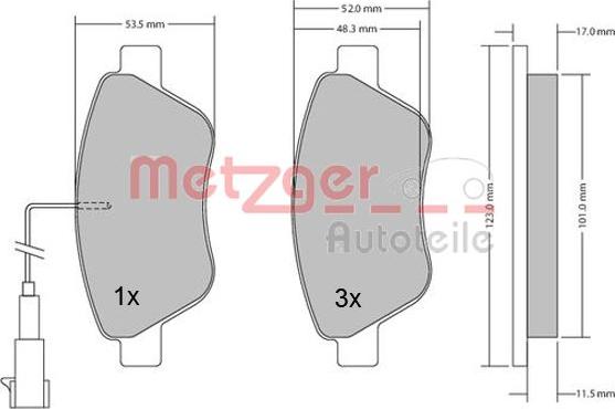 Metzger 1170296 - Тормозные колодки, дисковые, комплект autospares.lv