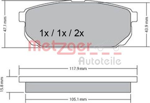 Metzger 1170298 - Тормозные колодки, дисковые, комплект autospares.lv