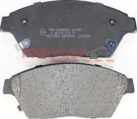 Metzger 1170292 - Тормозные колодки, дисковые, комплект autospares.lv