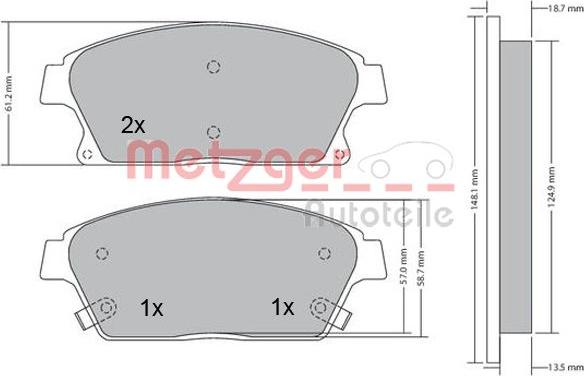 Metzger 1170292 - Тормозные колодки, дисковые, комплект autospares.lv