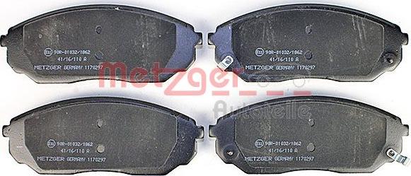 Metzger 1170297 - Тормозные колодки, дисковые, комплект autospares.lv