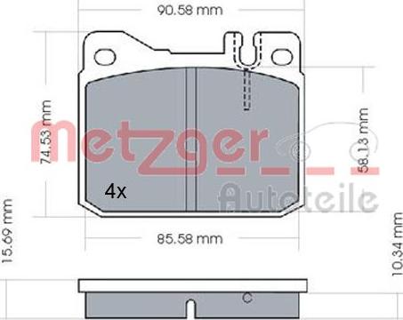 Metzger 1170244 - Тормозные колодки, дисковые, комплект autospares.lv