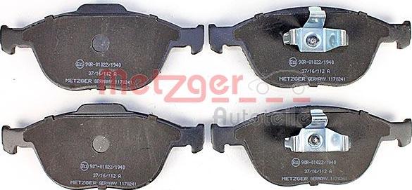 Metzger 1170241 - Тормозные колодки, дисковые, комплект autospares.lv