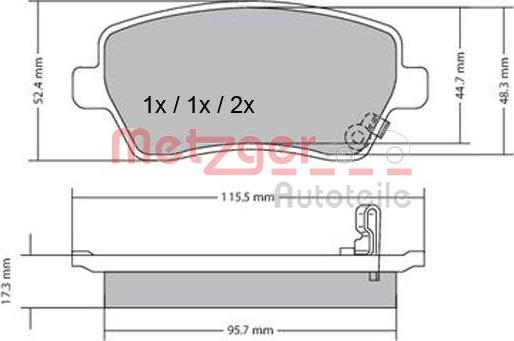 Metzger 1170243 - Тормозные колодки, дисковые, комплект autospares.lv