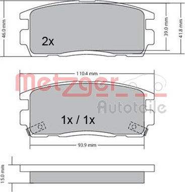 Metzger 1170256 - Тормозные колодки, дисковые, комплект autospares.lv