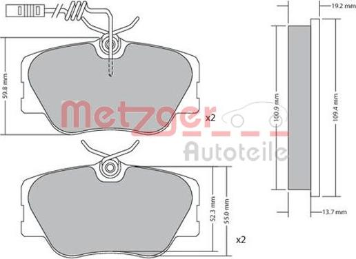 Metzger 1170258 - Тормозные колодки, дисковые, комплект autospares.lv