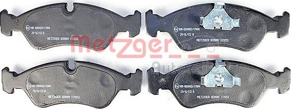 Metzger 1170252 - Тормозные колодки, дисковые, комплект autospares.lv