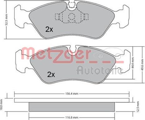 Metzger 1170252 - Тормозные колодки, дисковые, комплект autospares.lv