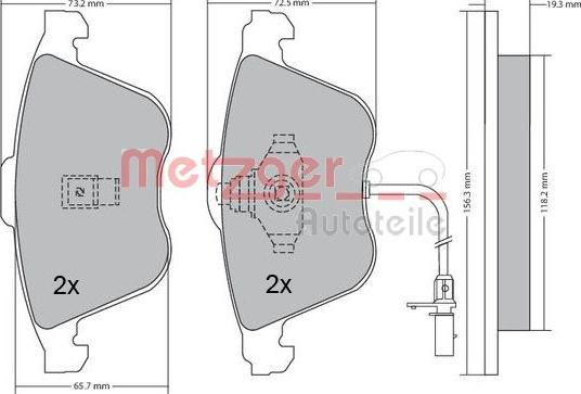 Metzger 1170268 - Тормозные колодки, дисковые, комплект autospares.lv