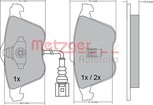 Metzger 1170263 - Тормозные колодки, дисковые, комплект autospares.lv