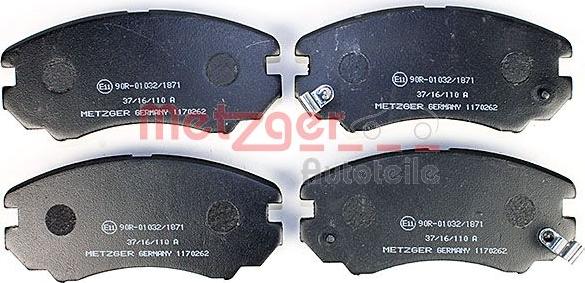 Metzger 1170262 - Тормозные колодки, дисковые, комплект autospares.lv