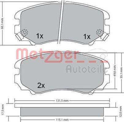 Metzger 1170262 - Тормозные колодки, дисковые, комплект autospares.lv