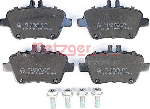 Metzger 1170204 - Тормозные колодки, дисковые, комплект autospares.lv