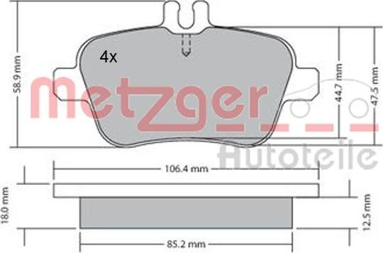 Metzger 1170204 - Тормозные колодки, дисковые, комплект autospares.lv