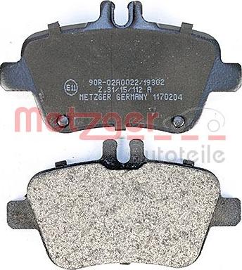 Metzger 1170204 - Тормозные колодки, дисковые, комплект autospares.lv