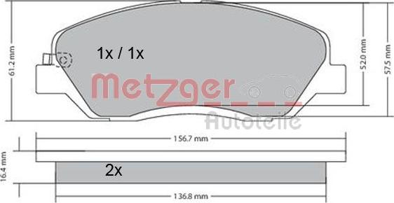 Metzger 1170205 - Тормозные колодки, дисковые, комплект autospares.lv