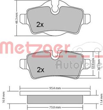 Metzger 1170201 - Тормозные колодки, дисковые, комплект autospares.lv