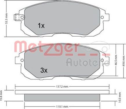 Metzger 1170208 - Тормозные колодки, дисковые, комплект autospares.lv