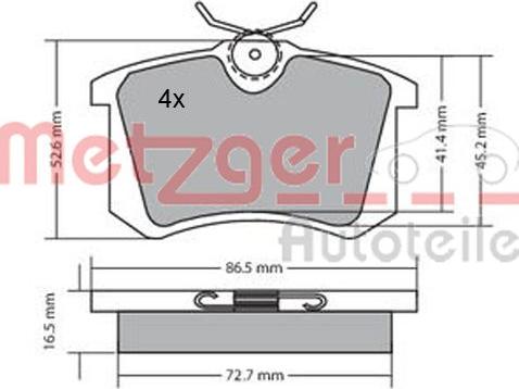 Metzger 1170207 - Тормозные колодки, дисковые, комплект autospares.lv