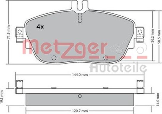 Metzger 1170215 - Тормозные колодки, дисковые, комплект autospares.lv