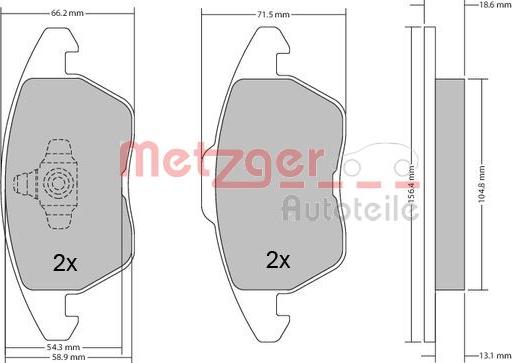 Metzger 1170211 - Тормозные колодки, дисковые, комплект autospares.lv