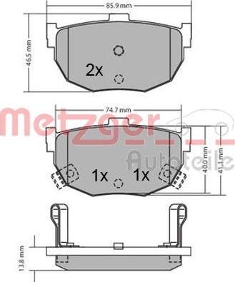 Metzger 1170212 - Тормозные колодки, дисковые, комплект autospares.lv