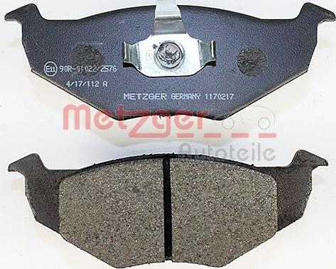 Metzger 1170217 - Тормозные колодки, дисковые, комплект autospares.lv