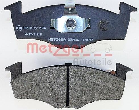 Metzger 1170217 - Тормозные колодки, дисковые, комплект autospares.lv