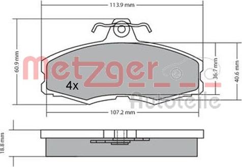 Metzger 1170286 - Тормозные колодки, дисковые, комплект autospares.lv