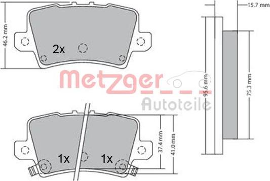 Metzger 1170288 - Тормозные колодки, дисковые, комплект autospares.lv