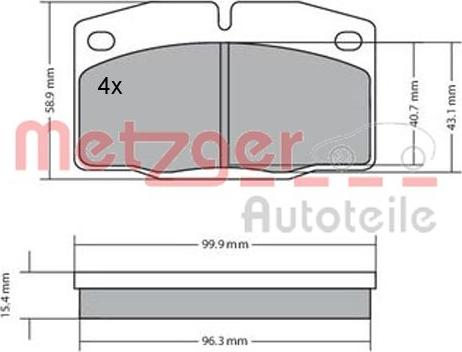 Metzger 1170234 - Тормозные колодки, дисковые, комплект autospares.lv