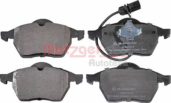 Metzger 1170236 - Тормозные колодки, дисковые, комплект autospares.lv