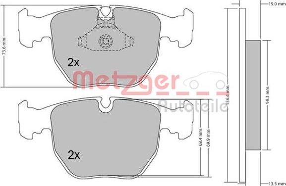 Metzger 1170238 - Тормозные колодки, дисковые, комплект autospares.lv