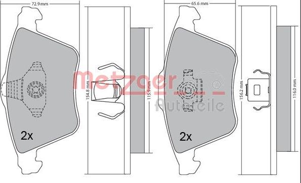 Metzger 1170233 - Тормозные колодки, дисковые, комплект autospares.lv