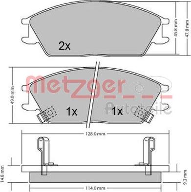 Metzger 1170224 - Тормозные колодки, дисковые, комплект autospares.lv