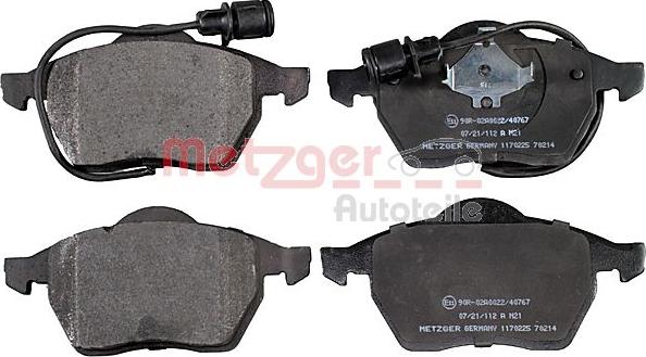 Metzger 1170225 - Тормозные колодки, дисковые, комплект autospares.lv