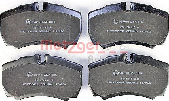 Metzger 1170226 - Тормозные колодки, дисковые, комплект autospares.lv