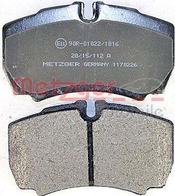 Metzger 1170226 - Тормозные колодки, дисковые, комплект autospares.lv