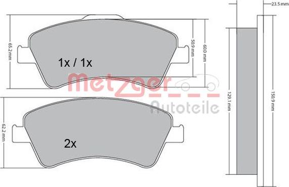 Metzger 1170220 - Тормозные колодки, дисковые, комплект autospares.lv