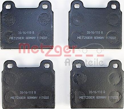 Metzger 1170222 - Тормозные колодки, дисковые, комплект autospares.lv