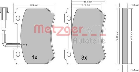 Metzger 1170276 - Тормозные колодки, дисковые, комплект autospares.lv