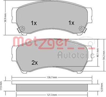 Metzger 1170270 - Тормозные колодки, дисковые, комплект autospares.lv