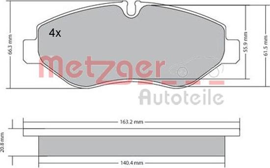 Metzger 1170271 - Тормозные колодки, дисковые, комплект autospares.lv