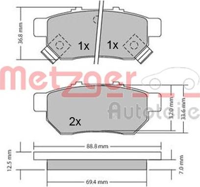 Metzger 1170272 - Тормозные колодки, дисковые, комплект autospares.lv