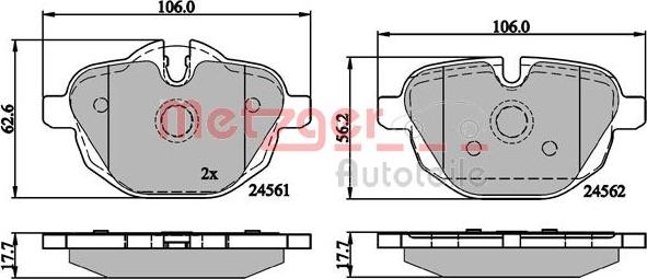 Metzger 1170784 - Тормозные колодки, дисковые, комплект autospares.lv