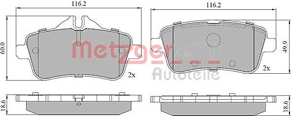 Metzger 1170786 - Тормозные колодки, дисковые, комплект autospares.lv